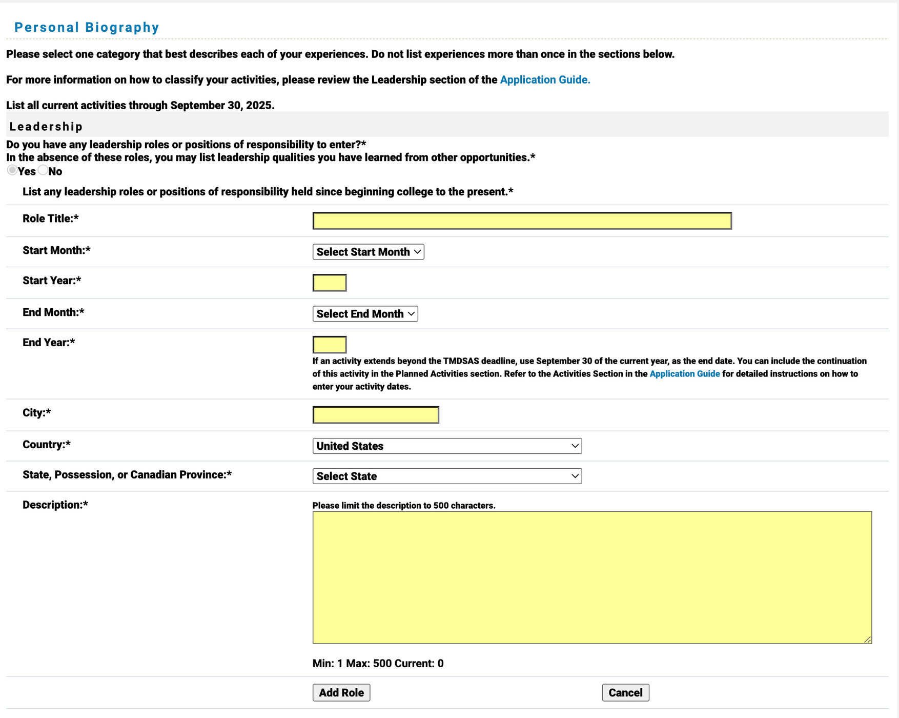 TMDSAS Application Guide - Personal Biography Part 3