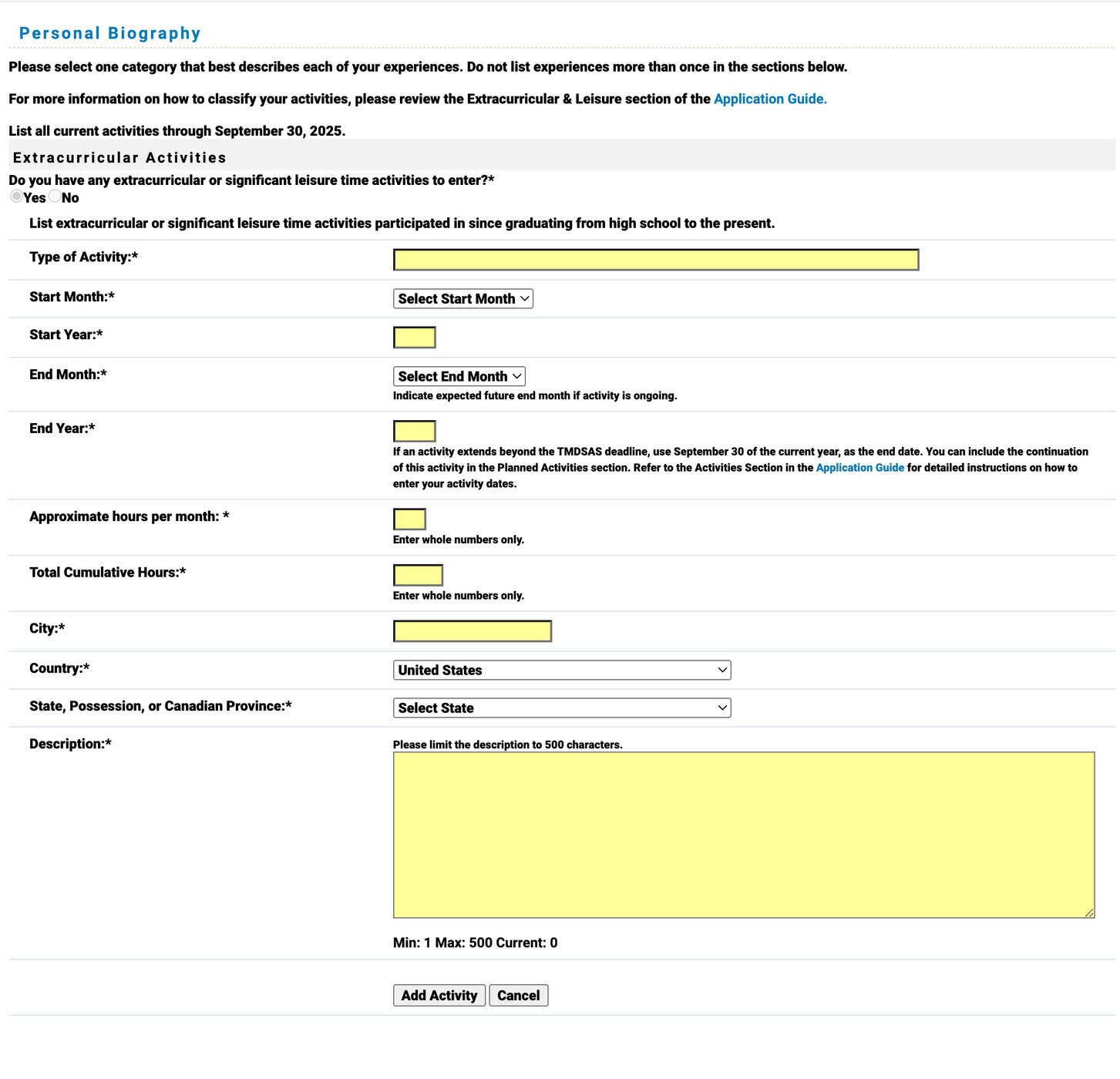TMDSAS Application Guide - Personal Biography Part 8