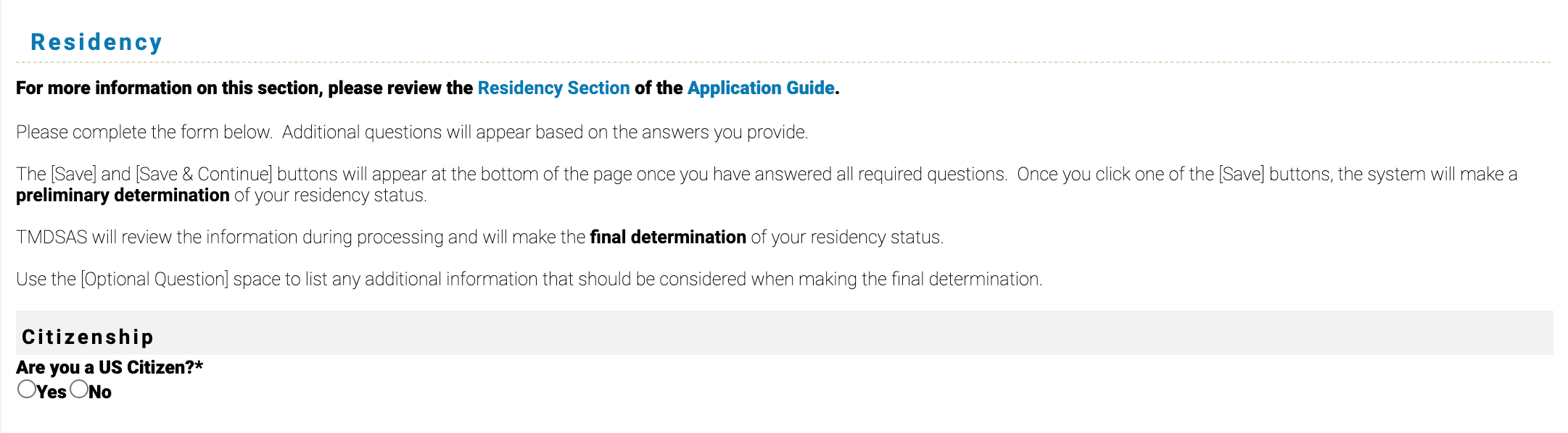 TMDSAS Application Guide - Residency