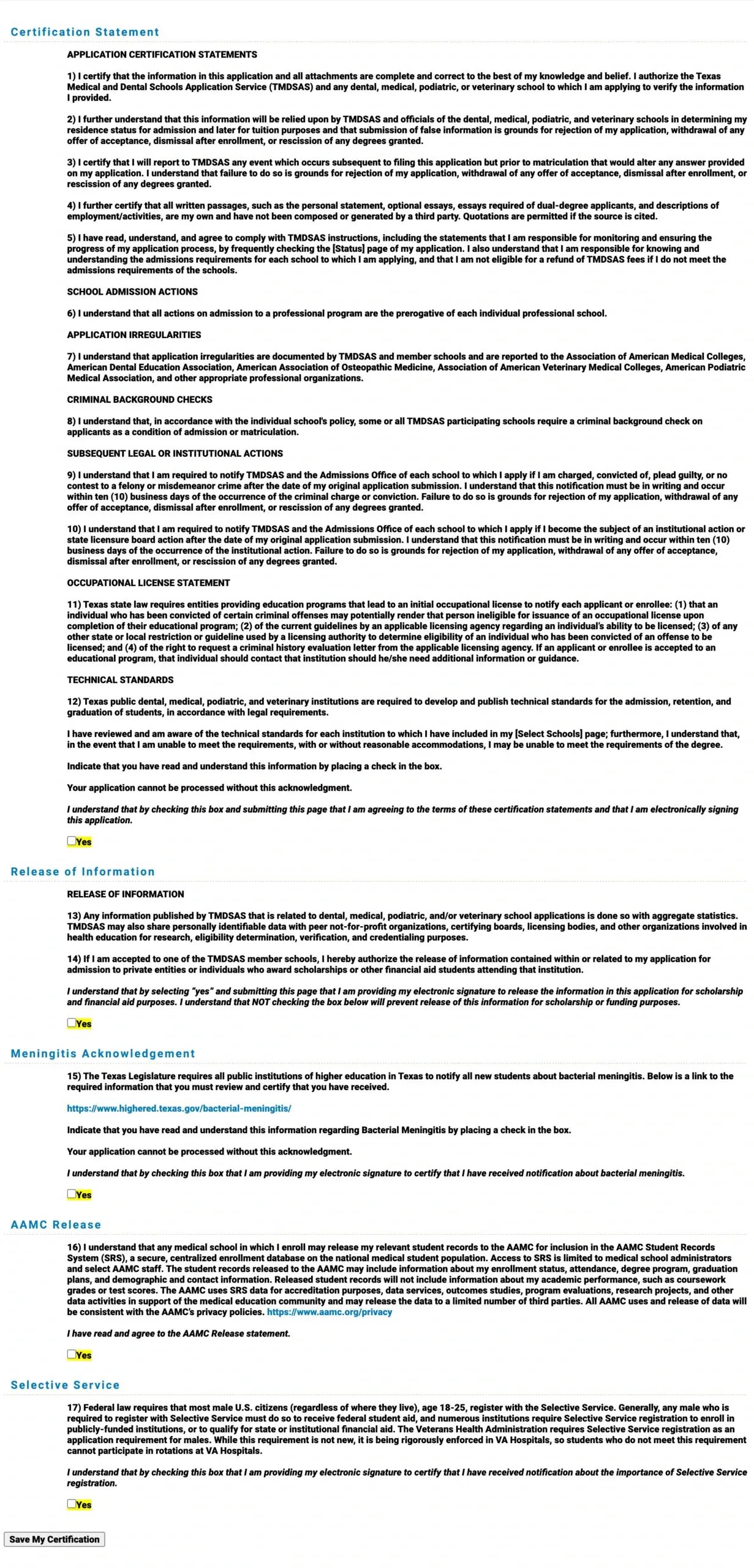 TMDSAS Application Guide - Certification