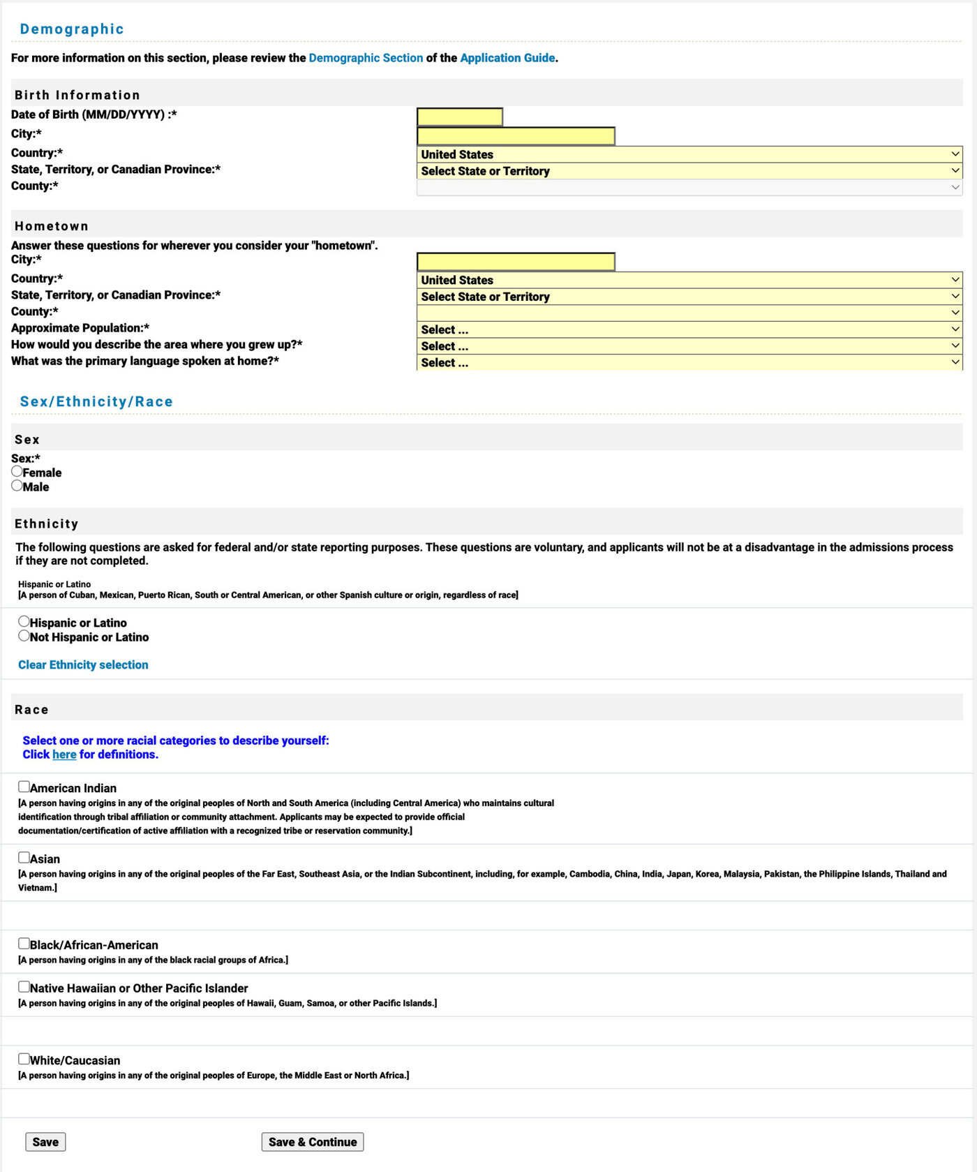 TMDSAS Application Guide - Demographic