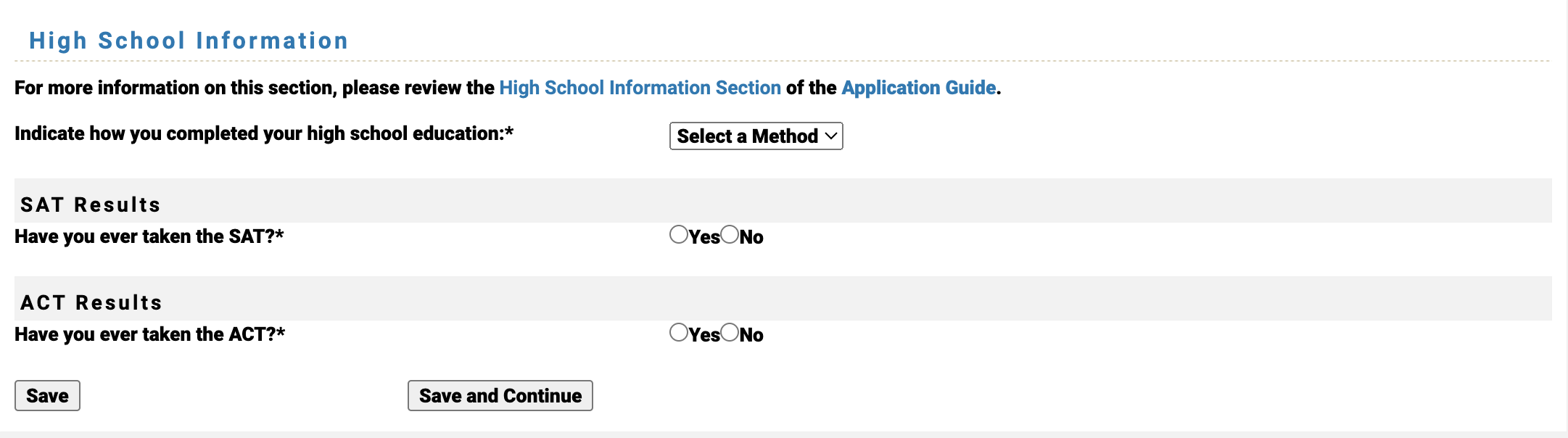 TMDSAS Application Guide - High School Information