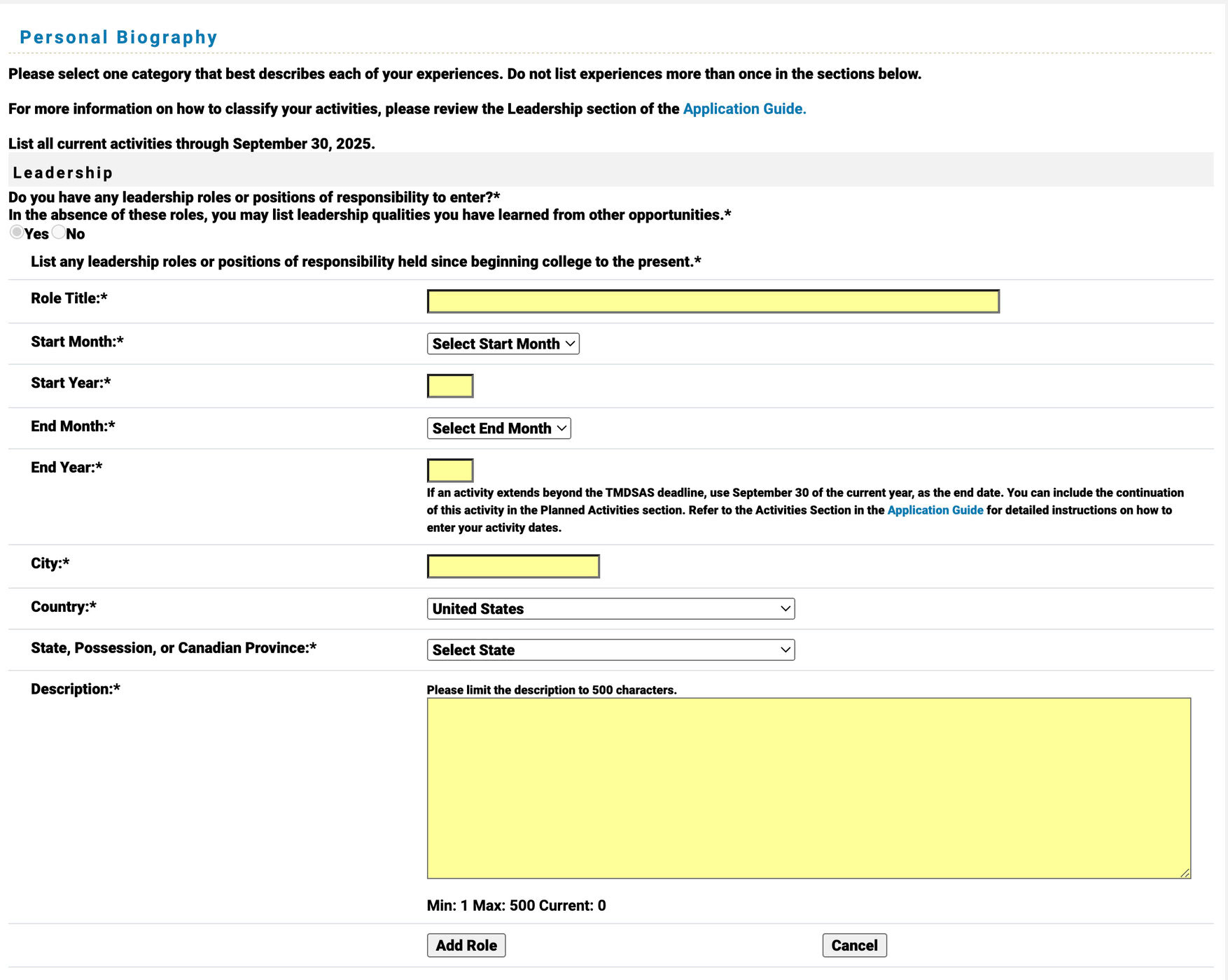 TMDSAS Application Guide - Personal Biography Part 3