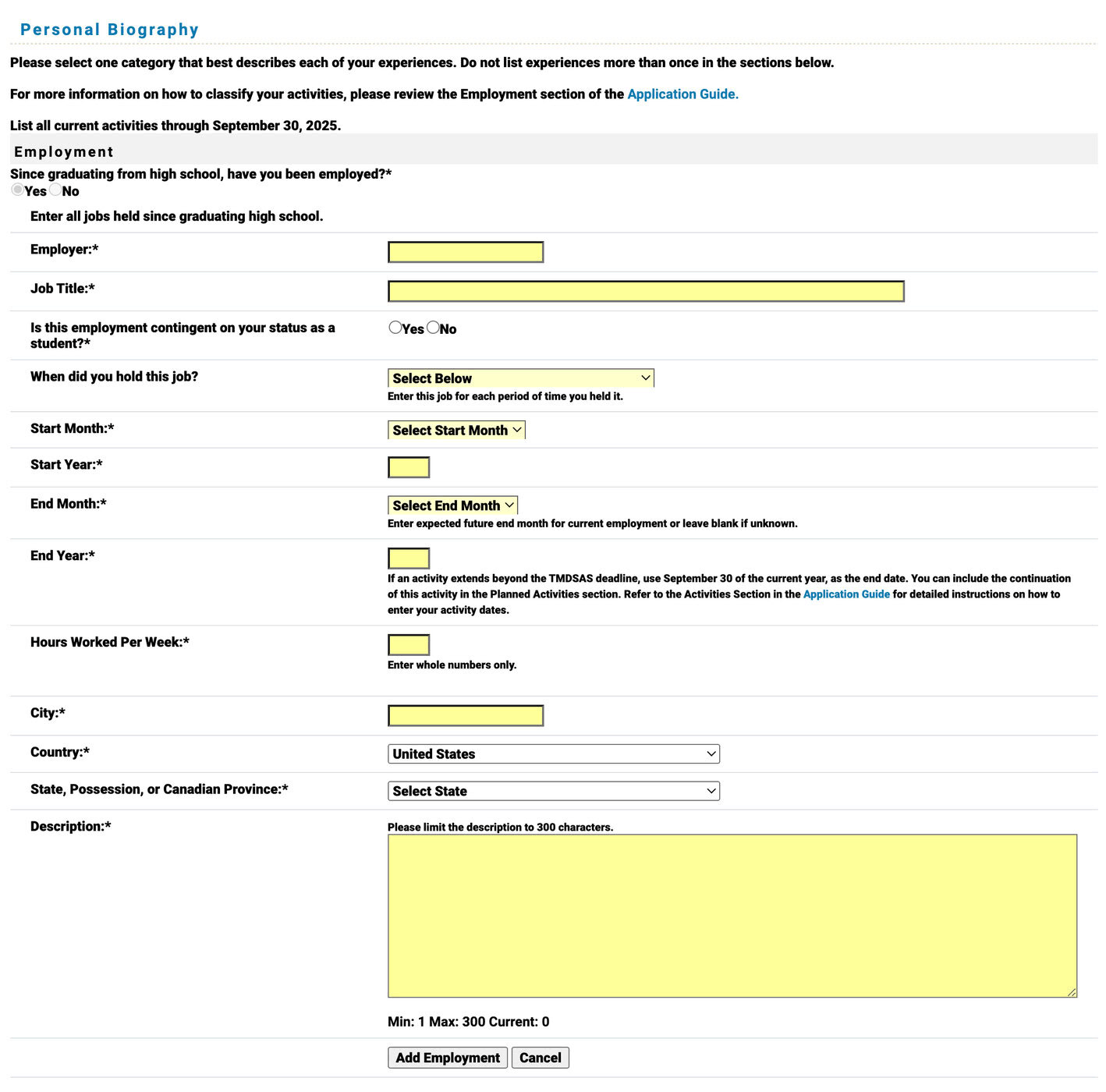 TMDSAS Application Guide - Personal Biography Part 4