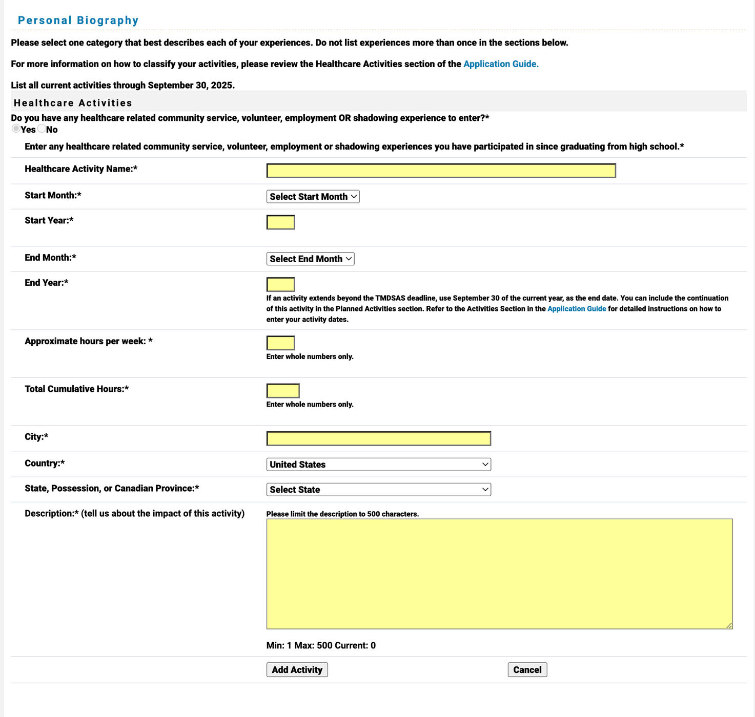 TMDSAS Application Guide - Personal Biography Part 6