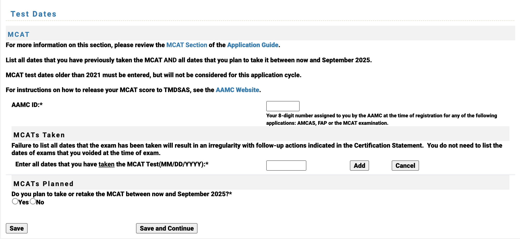 TMDSAS Application Guide - Test dates 1