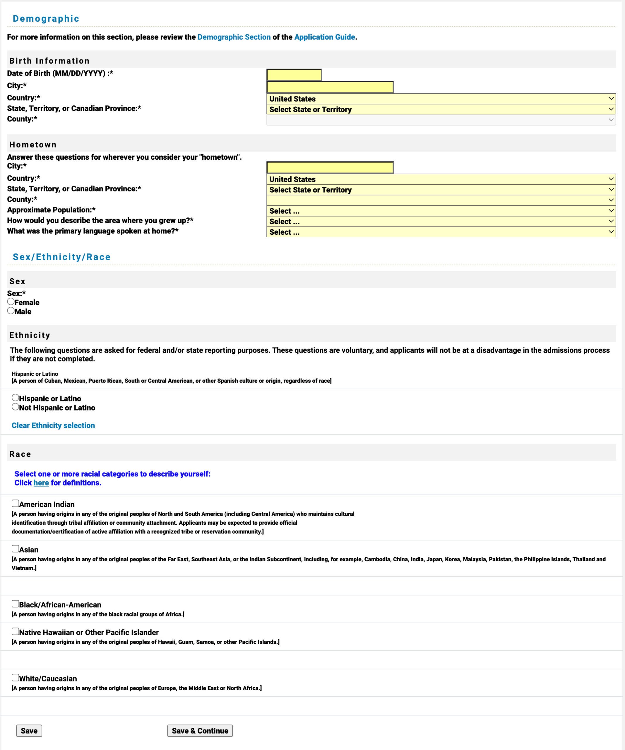 TMDSAS Application Guide - Demographic